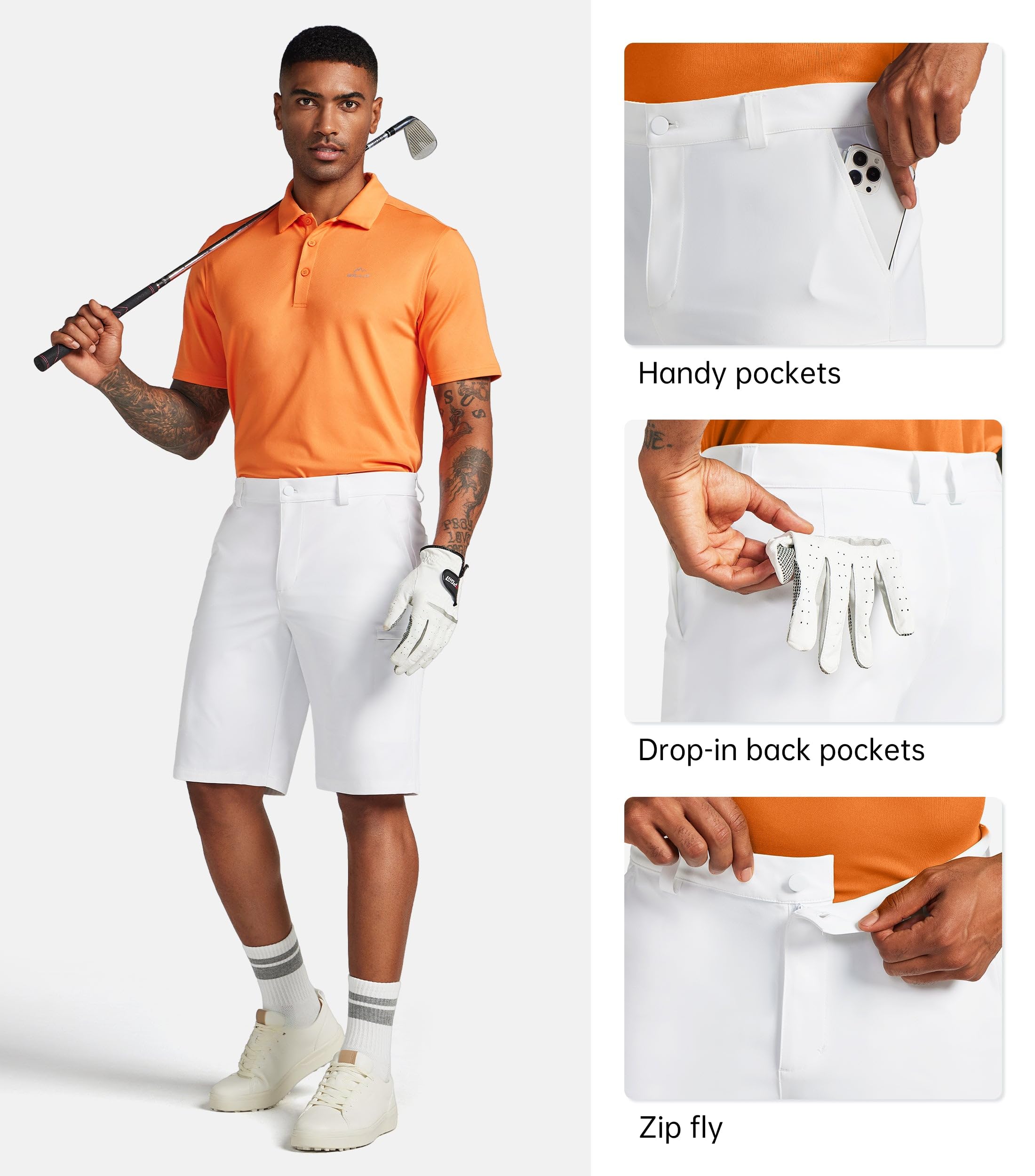 Willit men's golf shorts quick-dry fabric image shows moisture-wicking during rounds.