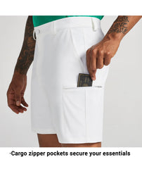 Willit men's golf shorts six-pocket design close-up emphasizes secure storage on course.