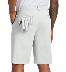 Willit men's golf shorts stretch-fabric close-up highlights flexible movement during swings.