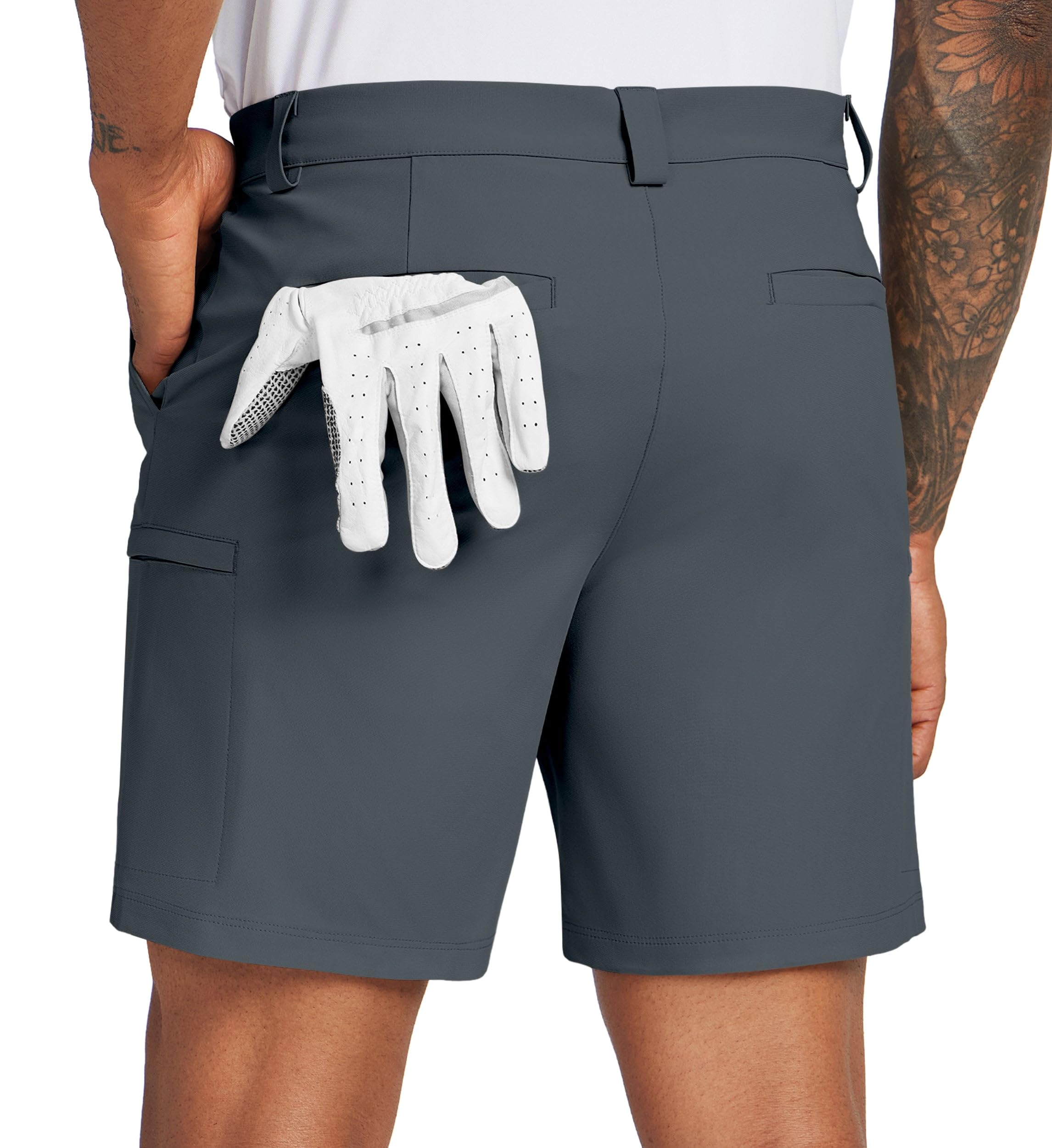 Willit men's golf shorts waistband detail highlights stretch recovery for unrestricted movement.