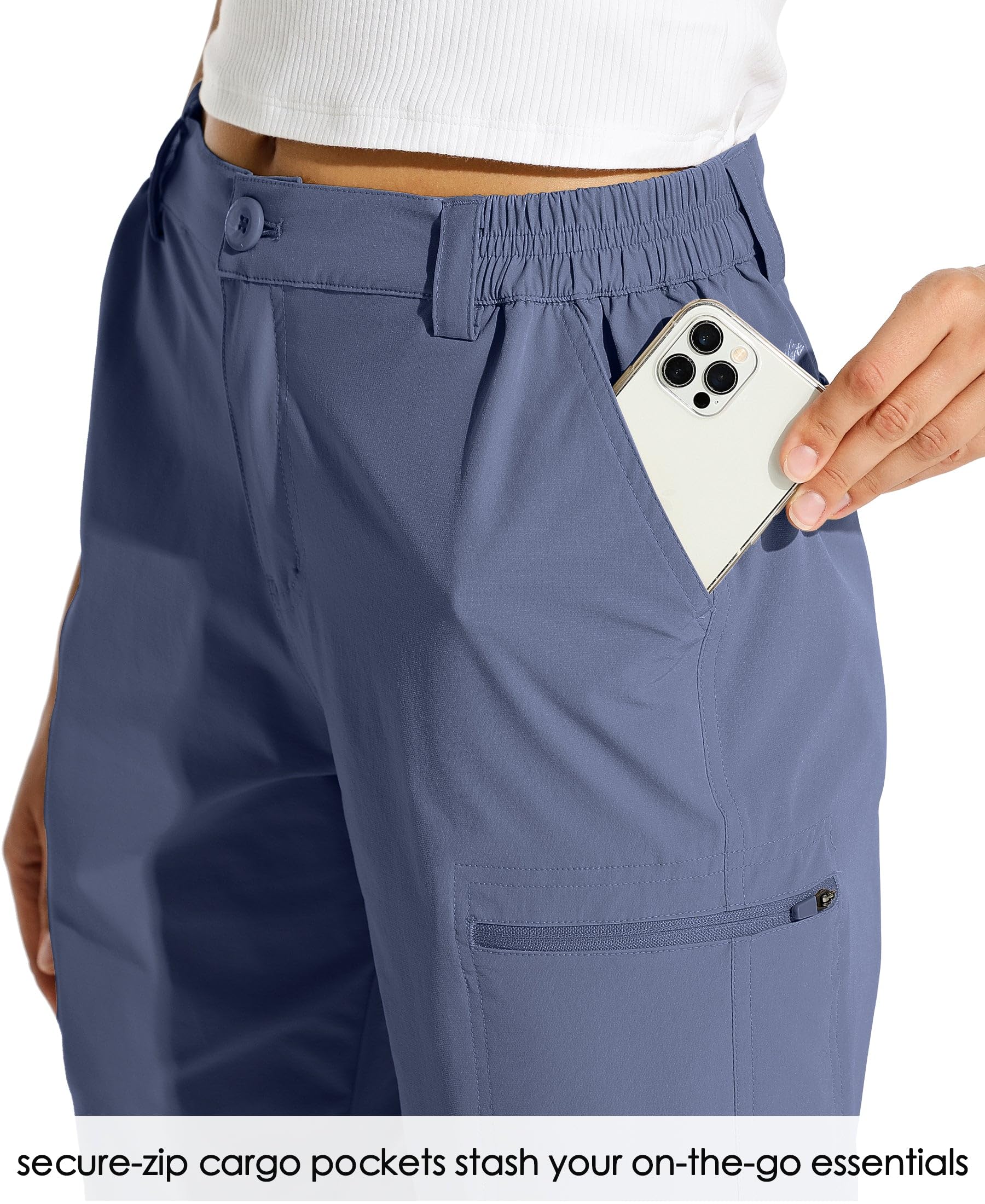 Willit women's 10-inch hiking cargo shorts back pocket view for organization