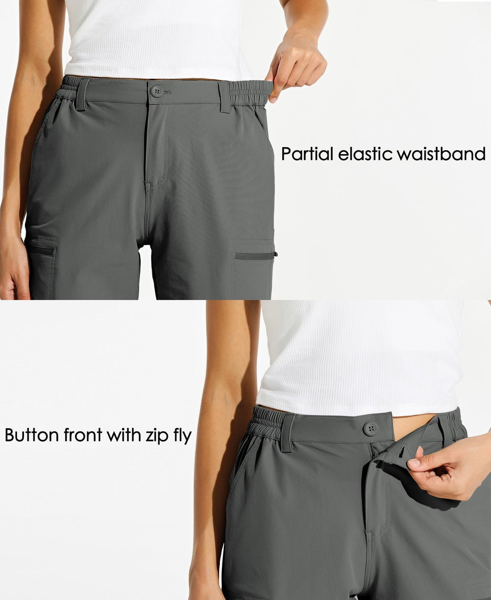 Willit 10in hiking shorts Forge Grey in action on a trail