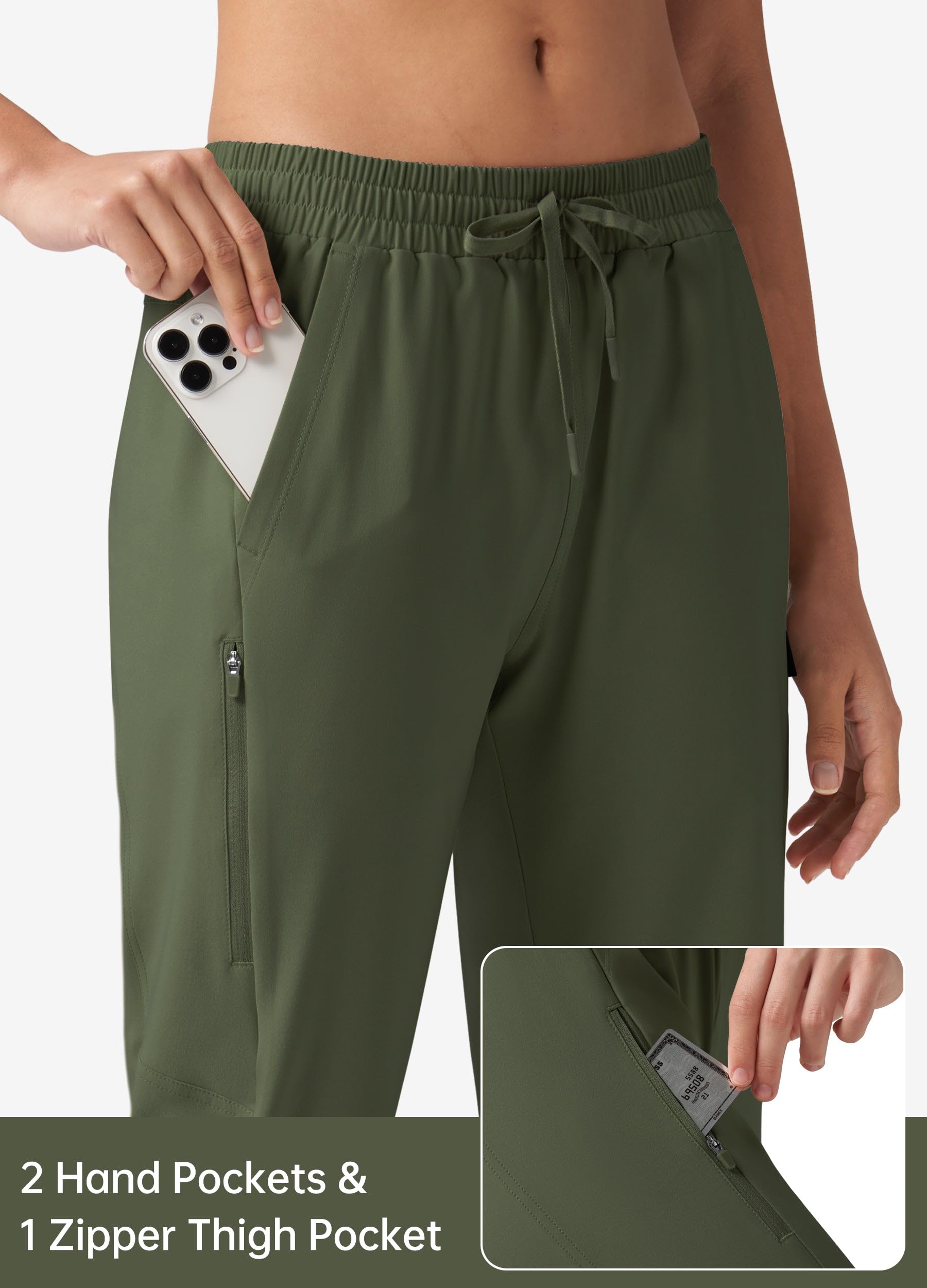 Willit women's 15-inch hiking long shorts adjustable-waistband view — personalized, secure fit during outdoor activities.