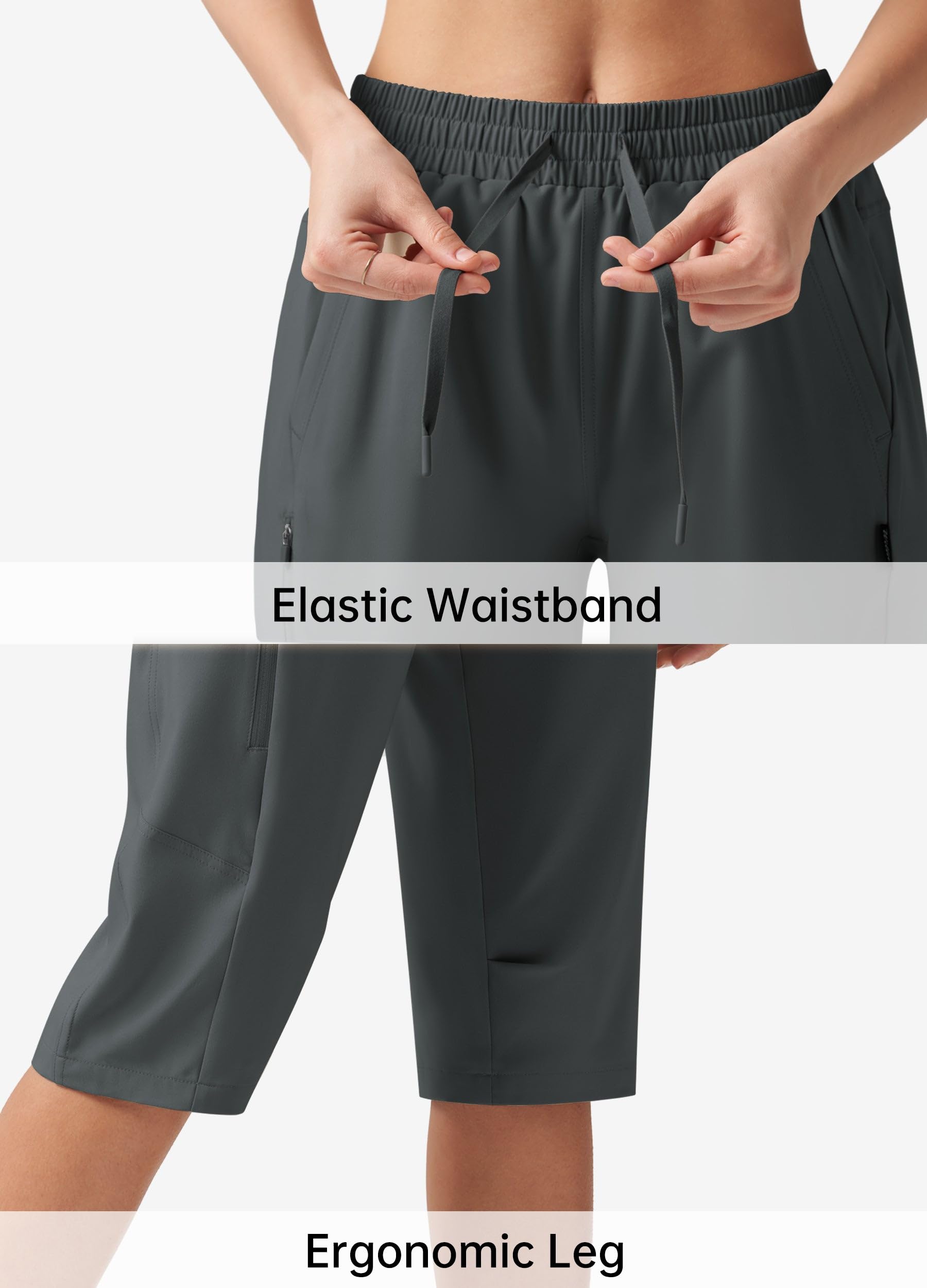 Willit Women's 15-Inch Hiking Long Shorts adjustable waistband ensures a secure, comfortable fit.