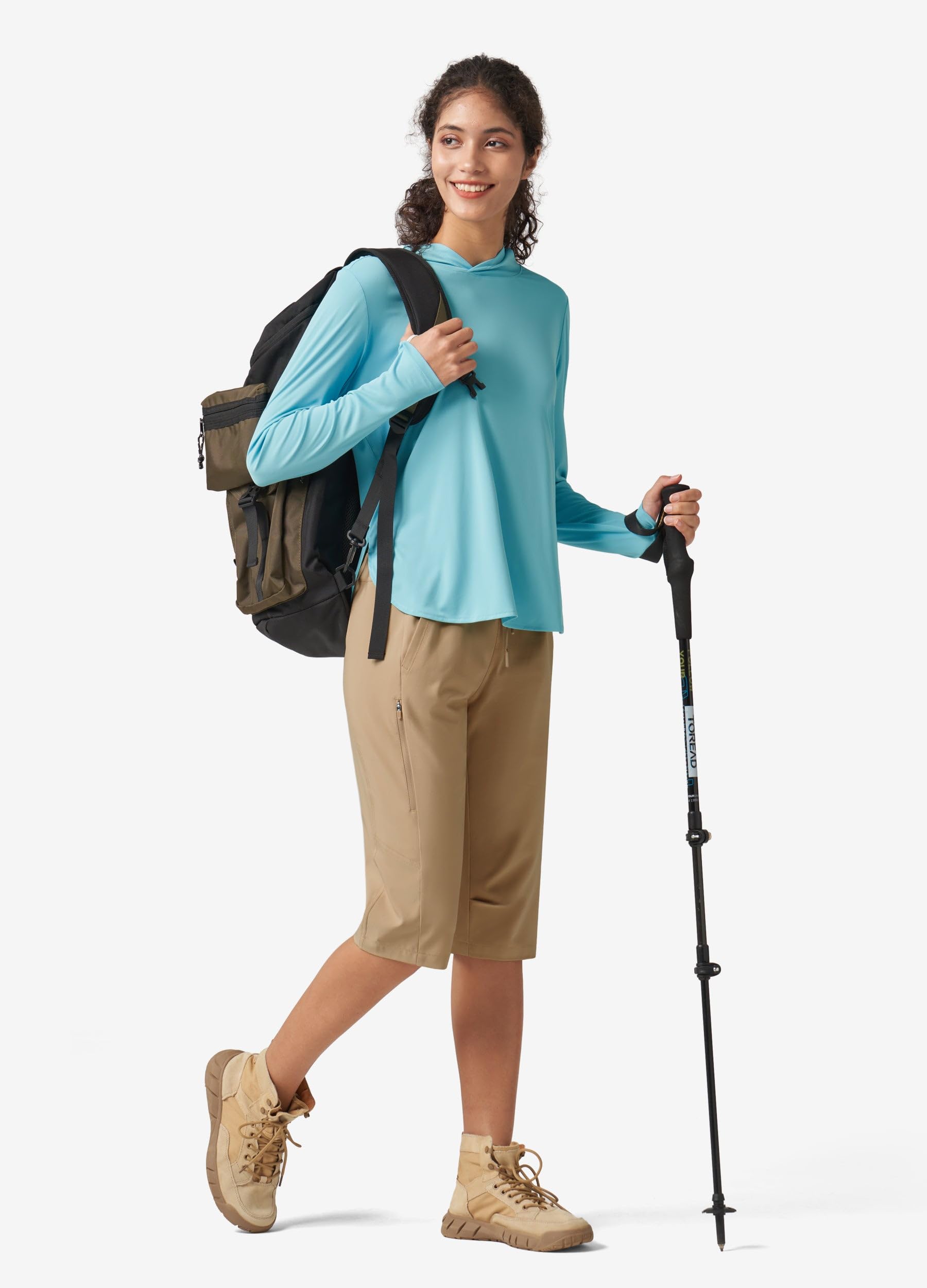 Willit dark khaki hiking shorts material detail emphasizes breathable lightweight performance.