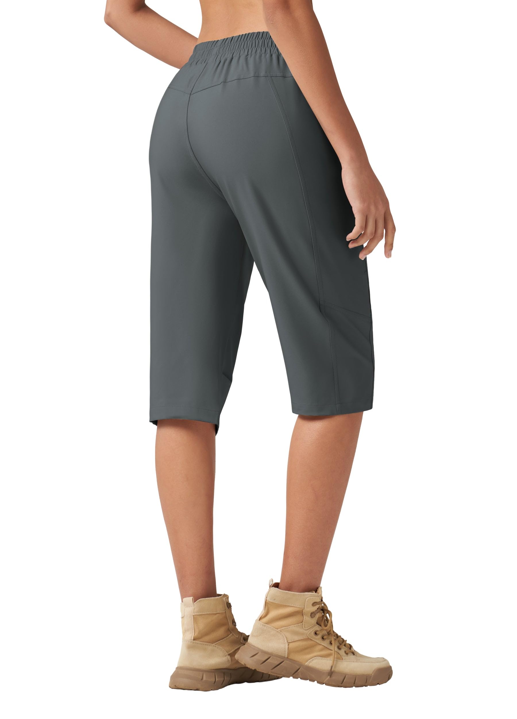 Willit Women's 15-Inch Hiking Long Shorts inseam 15 inches protects knees on rugged trails.