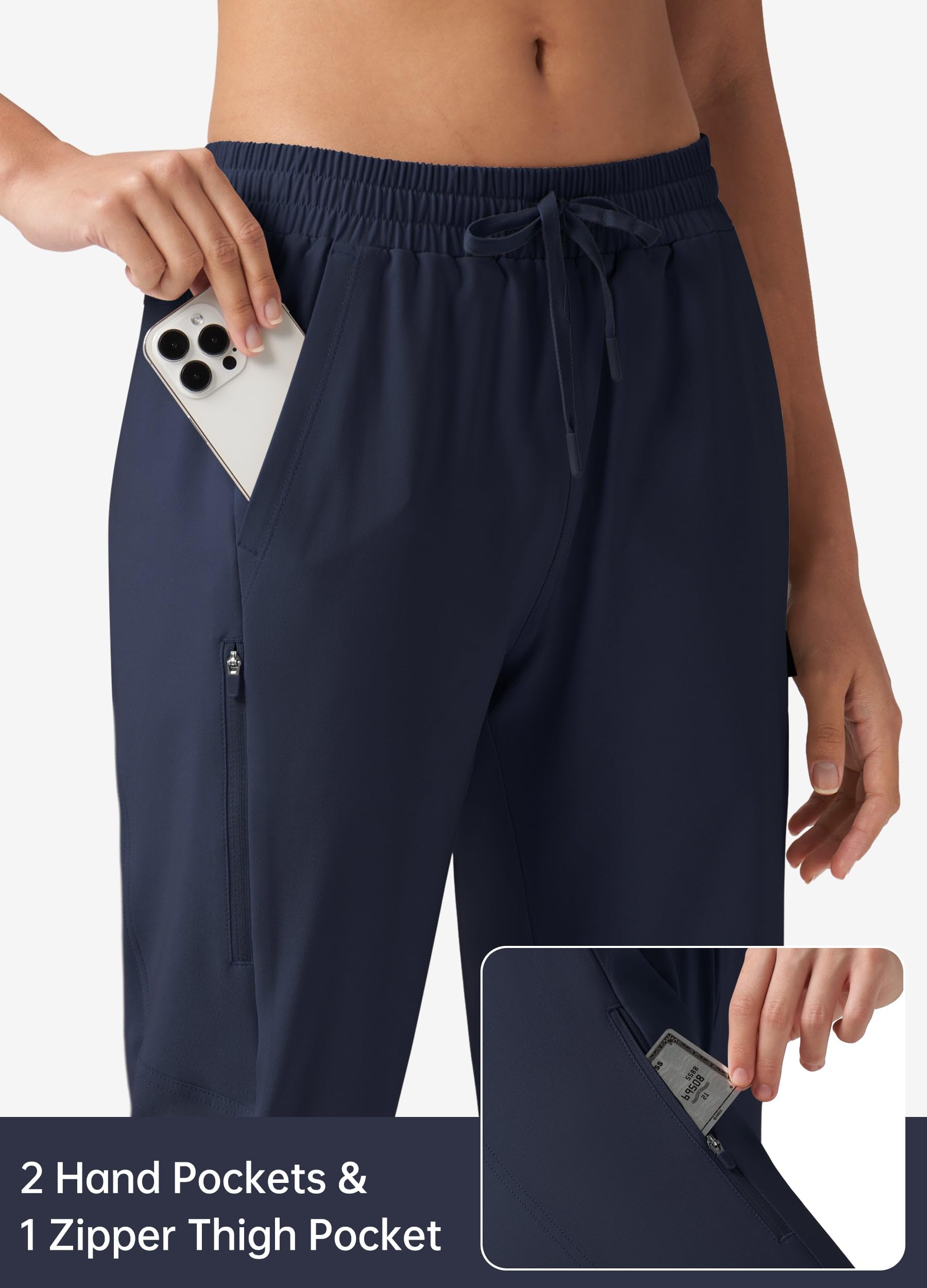 Willit women's 15in hiking shorts navy back view highlights below-knee length.
