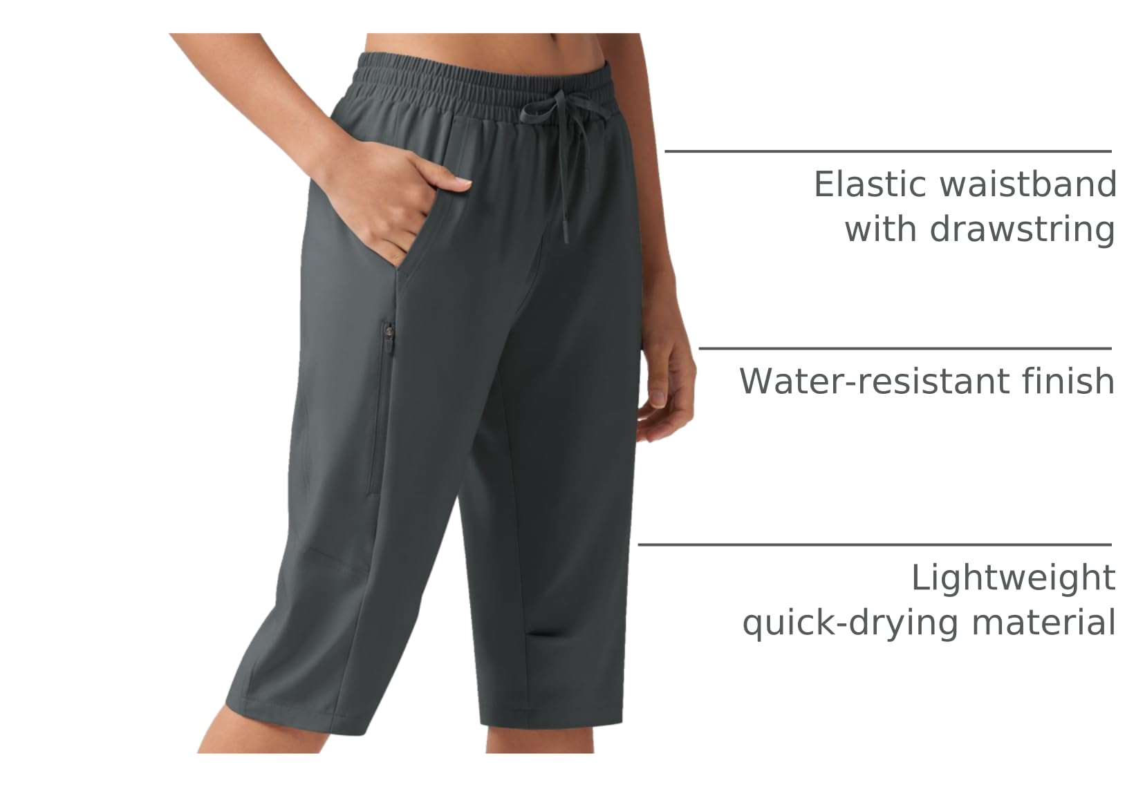 Willit Women's 15-Inch Hiking Long Shorts quick-dry material keeps you comfortable after intense climbs.