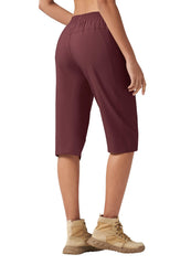 Willit women's 15in hiking shorts side pocket detail for secure essentials on hikes.