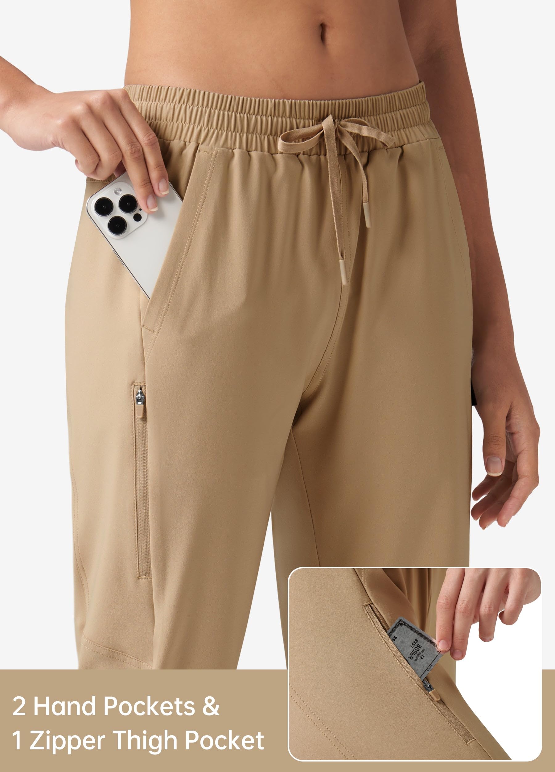Willit women's 15in hiking long shorts waistband adjustment for secure fit.