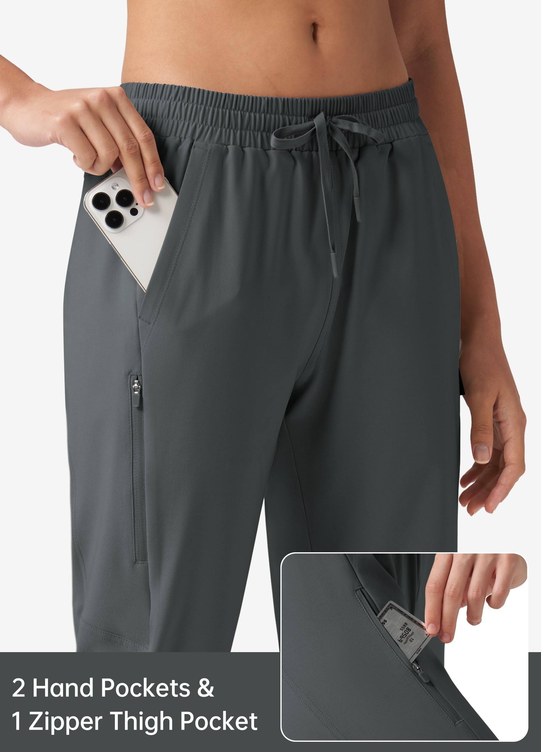 Willit Women's 15-Inch Hiking Long Shorts water-resistant fabric repels light rain on trails.