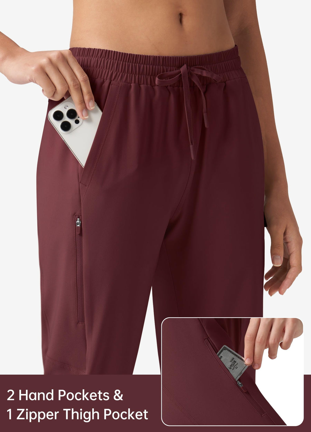 Willit women's 15in hiking shorts zip pocket close-up safe storage on treks.