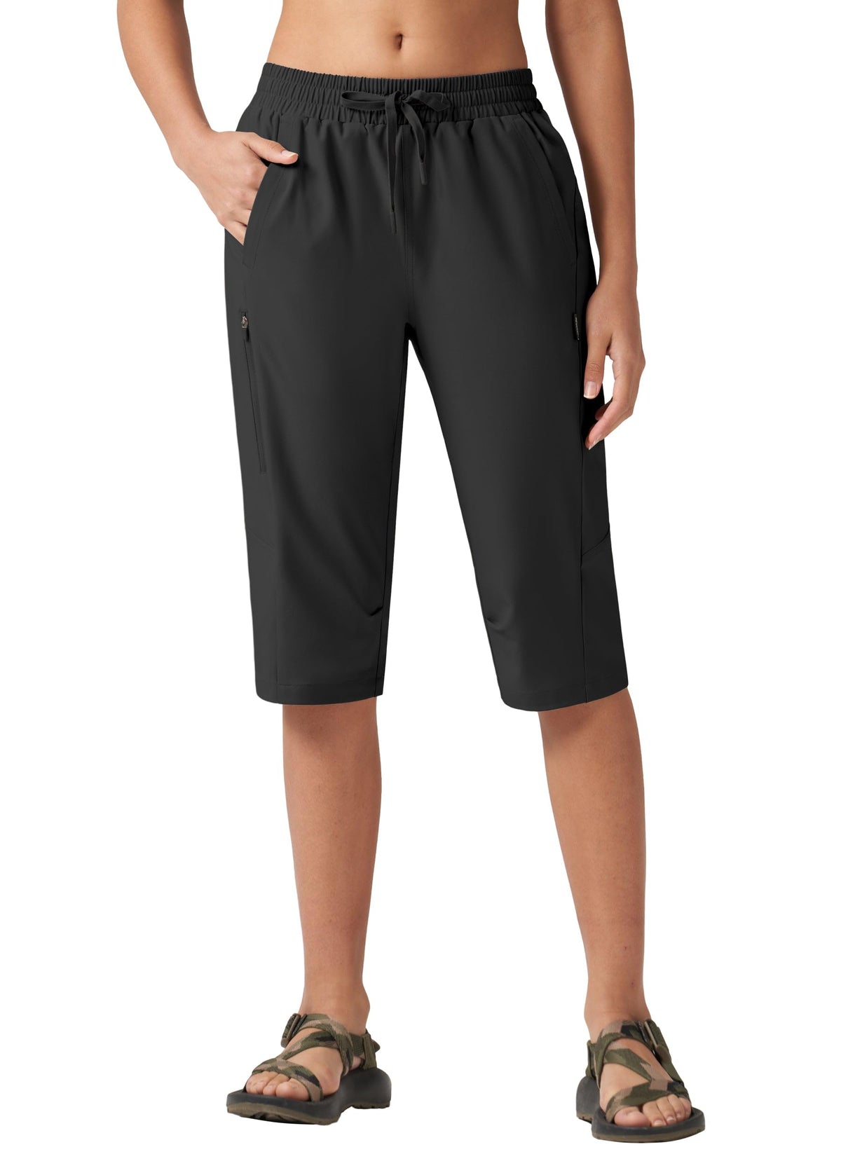 Willit women's 15-inch hiking long shorts front view with lightweight quick-dry fabric for comfort