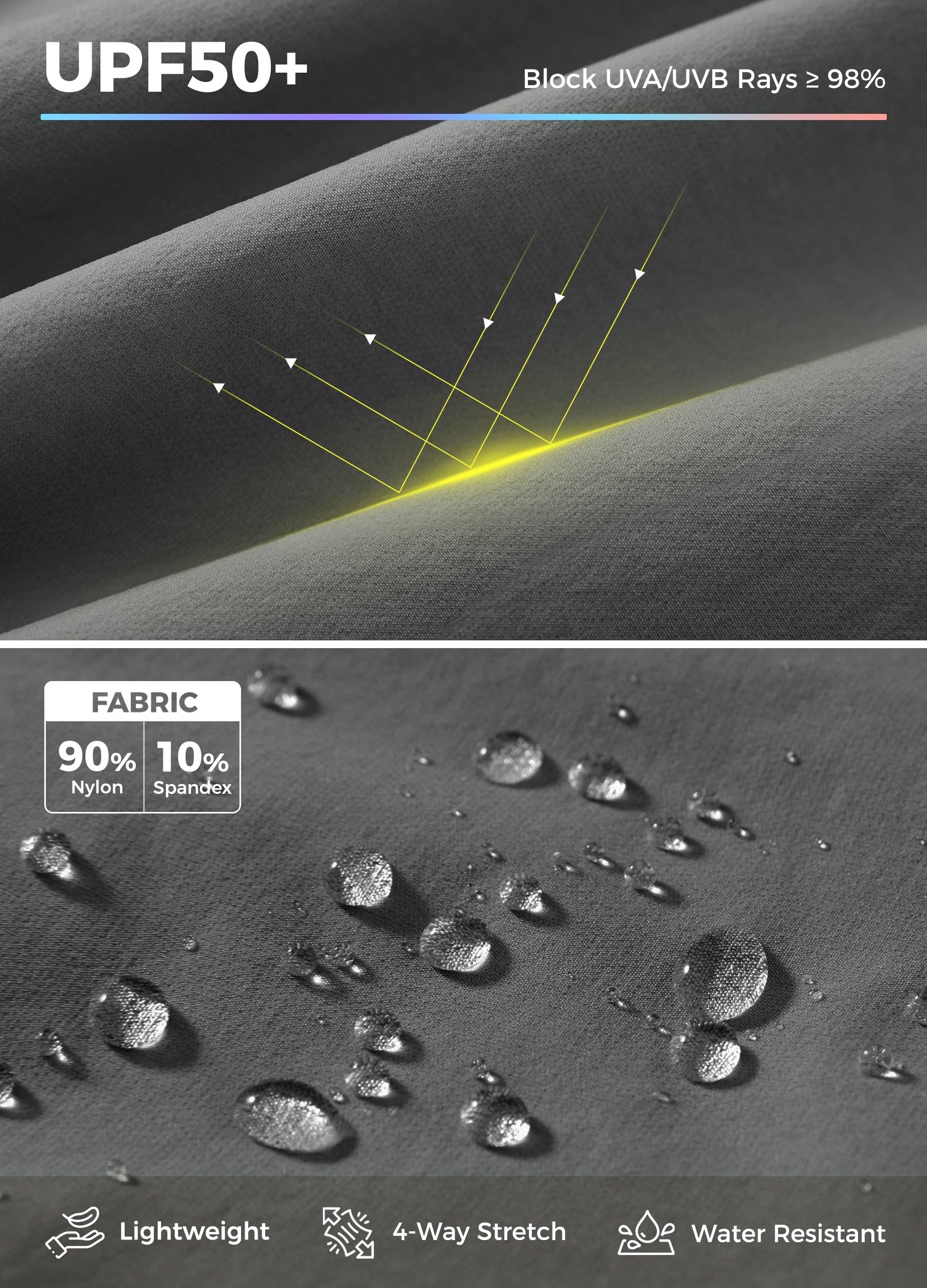 Willit women's golf shorts Forge Grey fabric close-up showing stretch and moisture-wicking weave