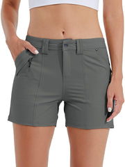 Willit women's golf shorts Forge Grey side view highlighting five-pocket design for essentials
