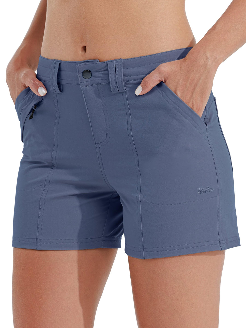 Willit women's golf shorts See Blue pockets show secure hand pockets for quick access.
