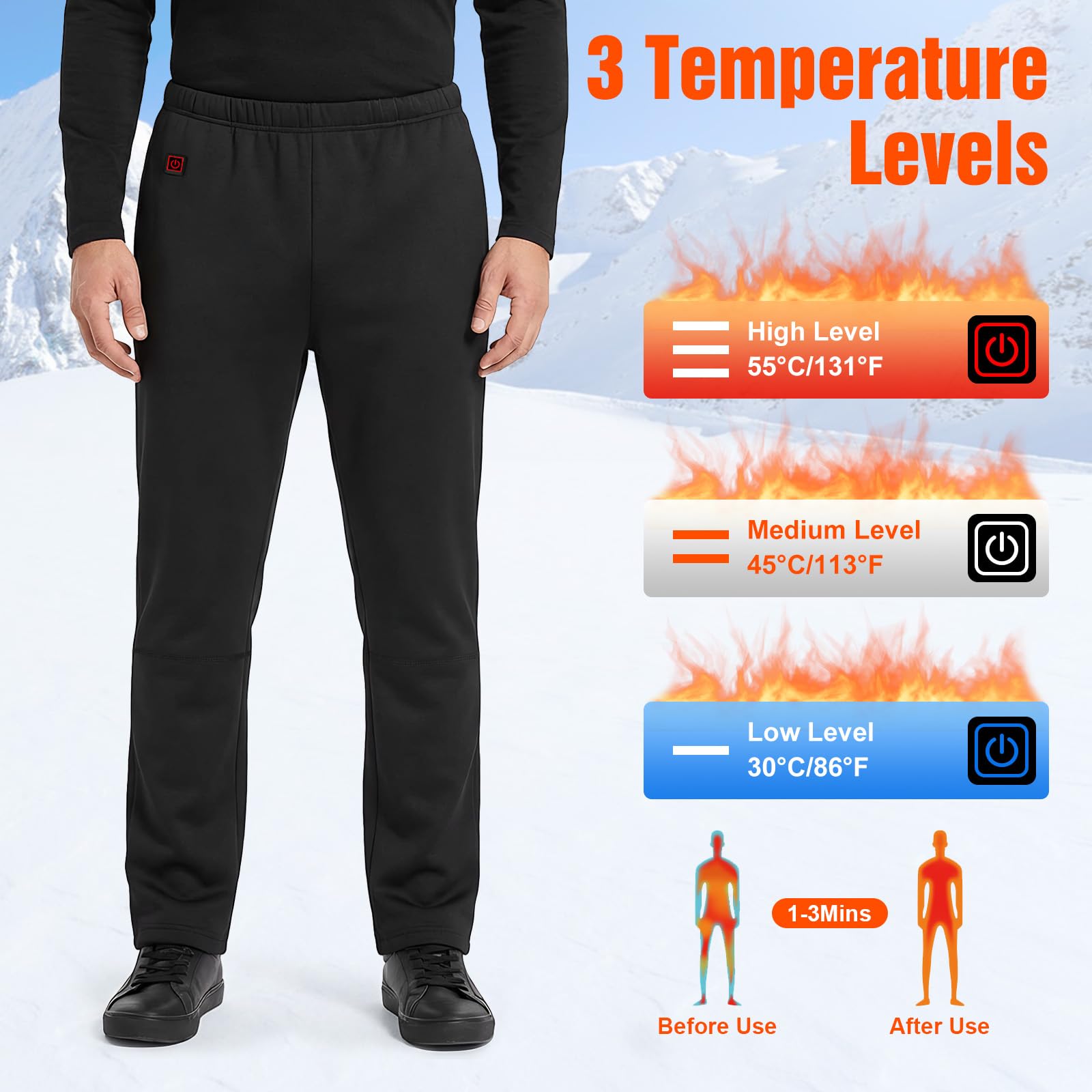 Wilytyres heated pants calves target lower legs for consistent warmth.