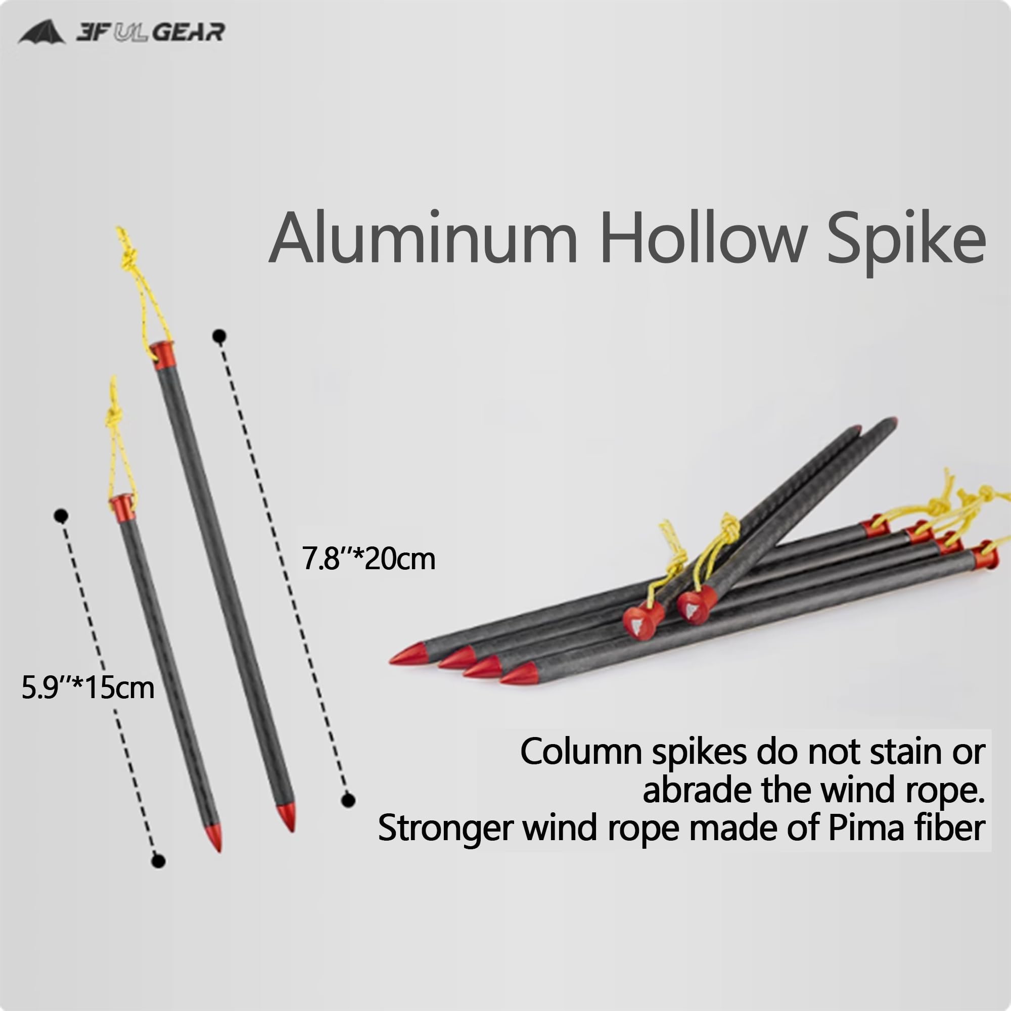Windhike 3F UL Gear tent stakes securing ground for hammocks and tents on varied terrains.