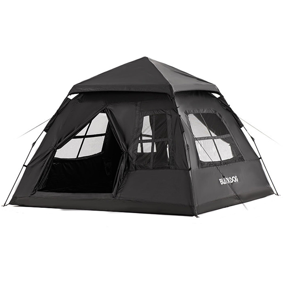 Windhike Blackdog tent demonstrates automatic pop-up setup for fast shelter.