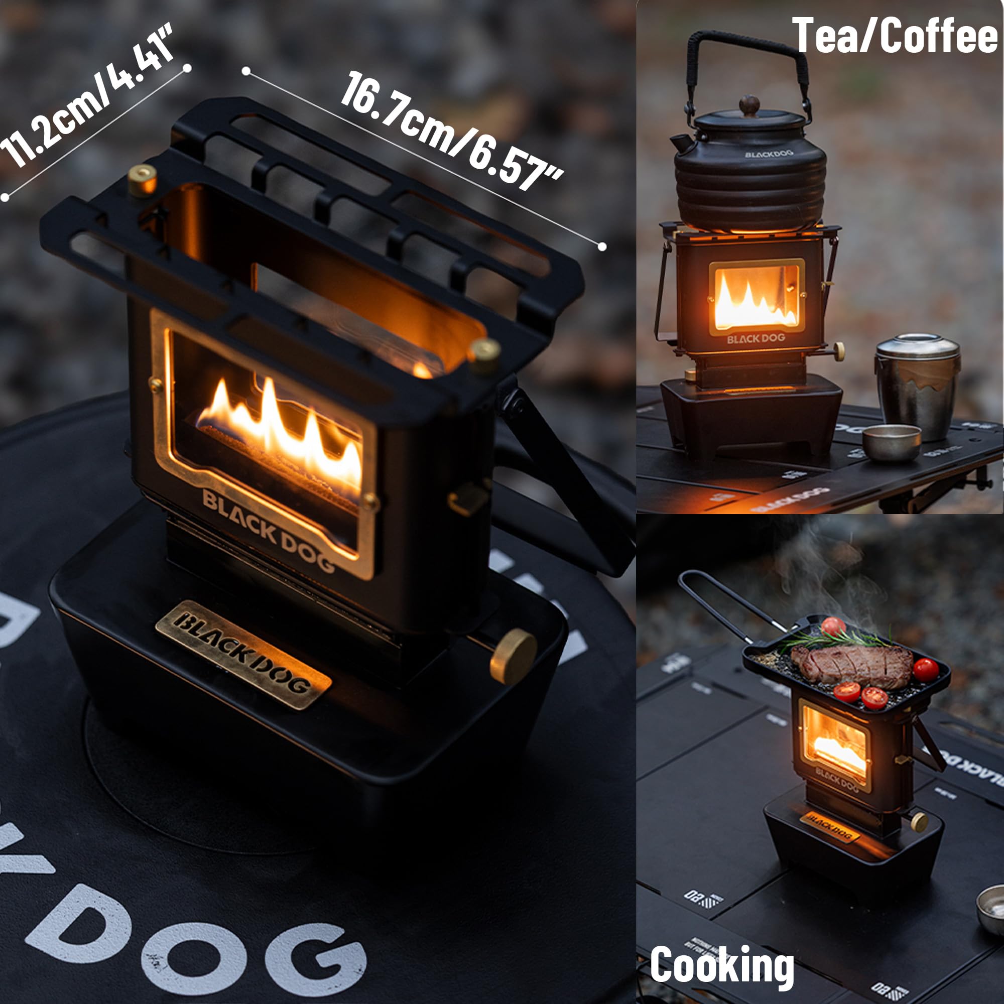 Windhike Blackdog brass knob design enables precise flame control.