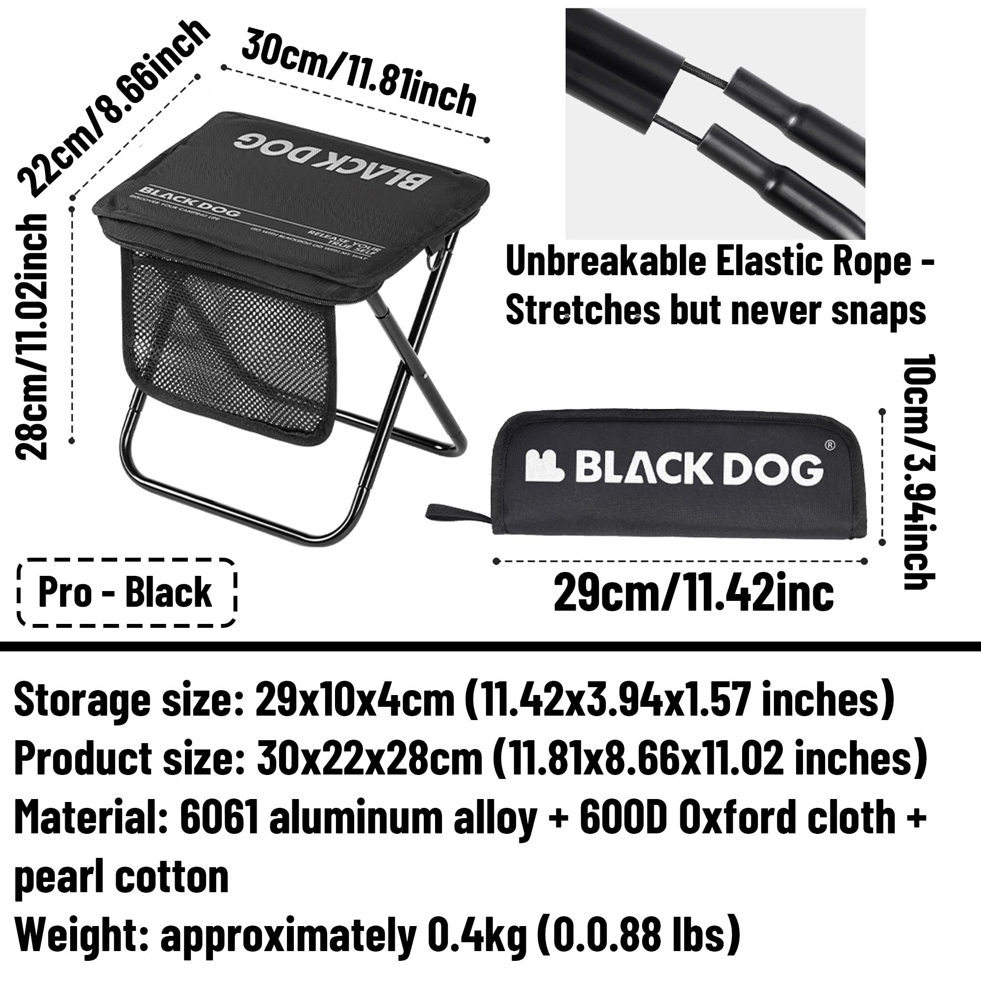 Windhike Blackdog stool unfolded showing a sturdy aluminum X-frame for outdoors seating.