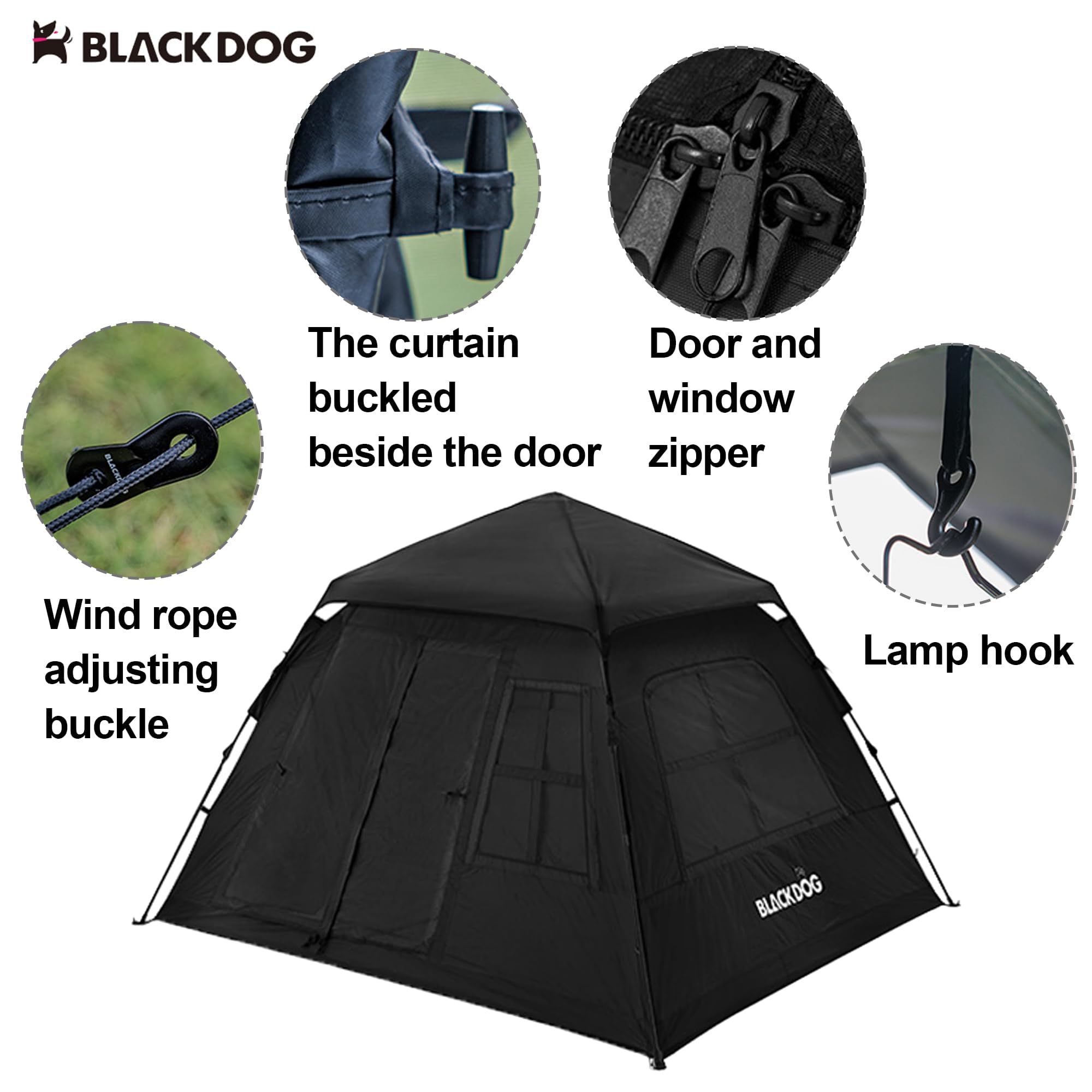 Windhike Blackdog tent enables three-second setup for hassle-free outdoor setup.