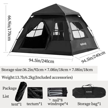 Windhike Blackdog tent shows a spacious interior suitable for family camping.