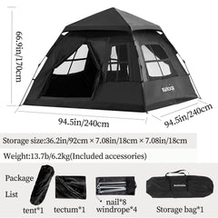 Windhike Blackdog tent shows a spacious interior suitable for family camping.