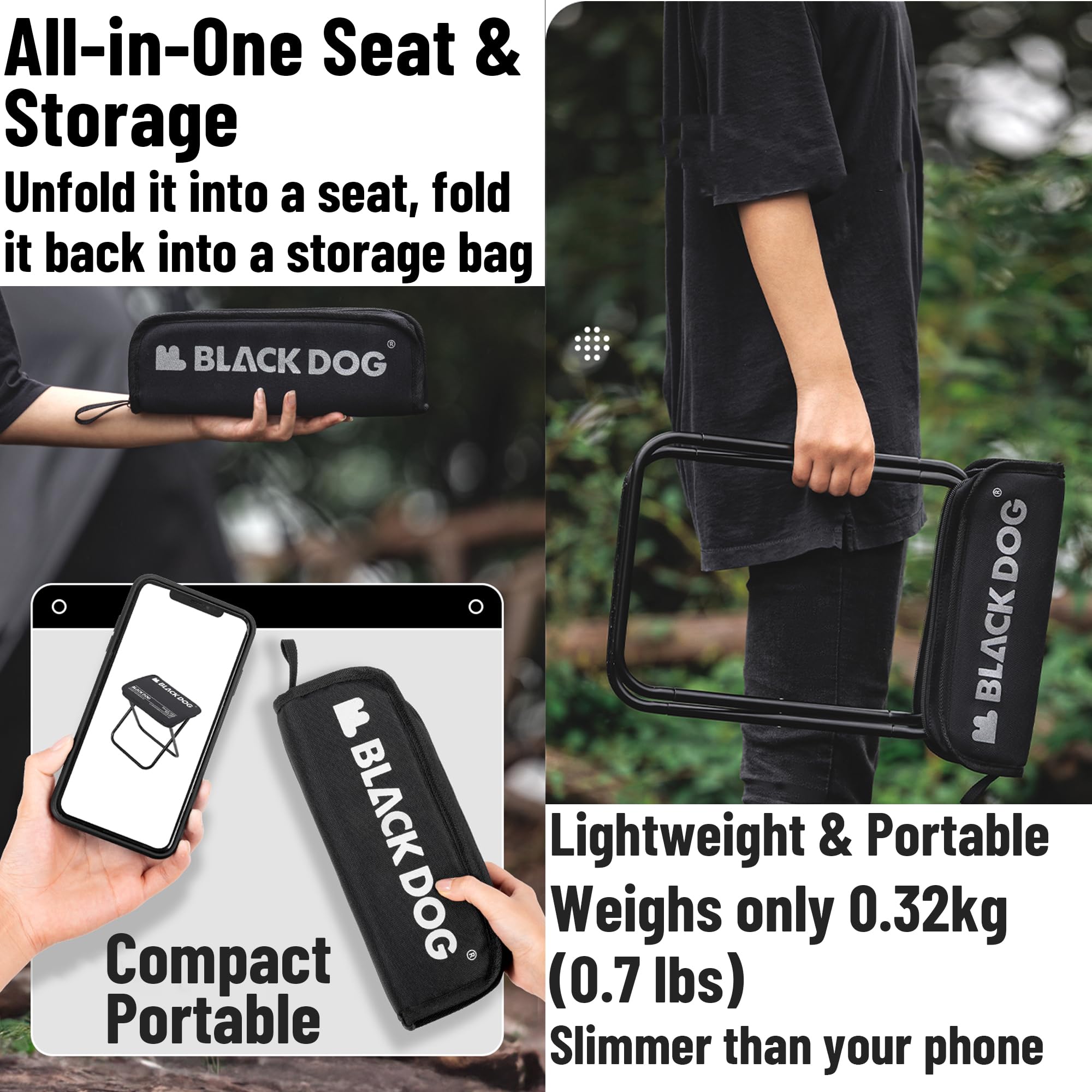 Windhike Blackdog 6061 aluminum alloy X-frame highlights stable support.