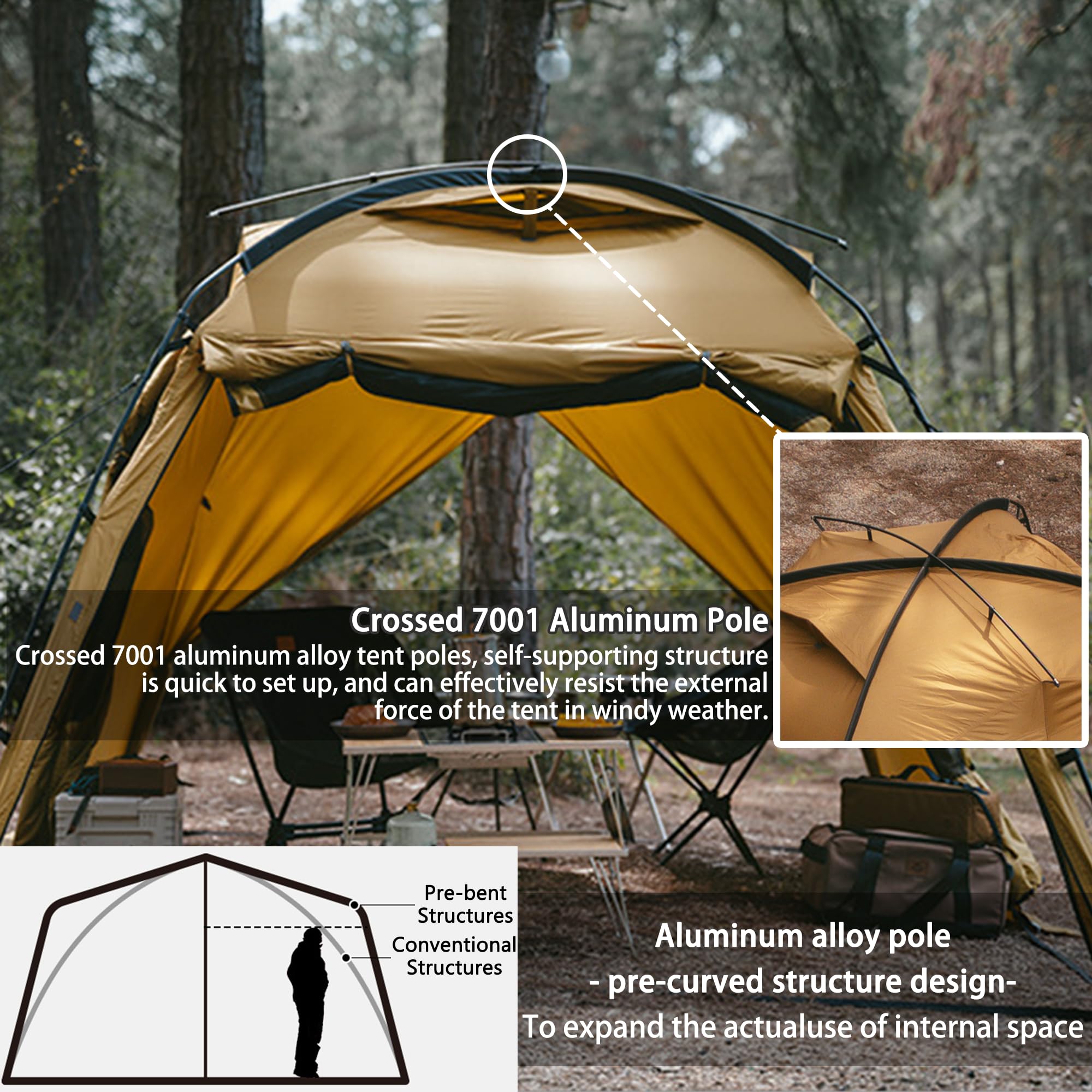 windhike Dune7.6 tent living space demonstrates ample room for gathering and gear
