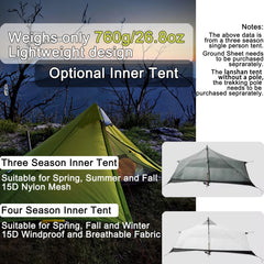 Windhike Lanshan 4-season inner tent, windproof and breathable for cold conditions.