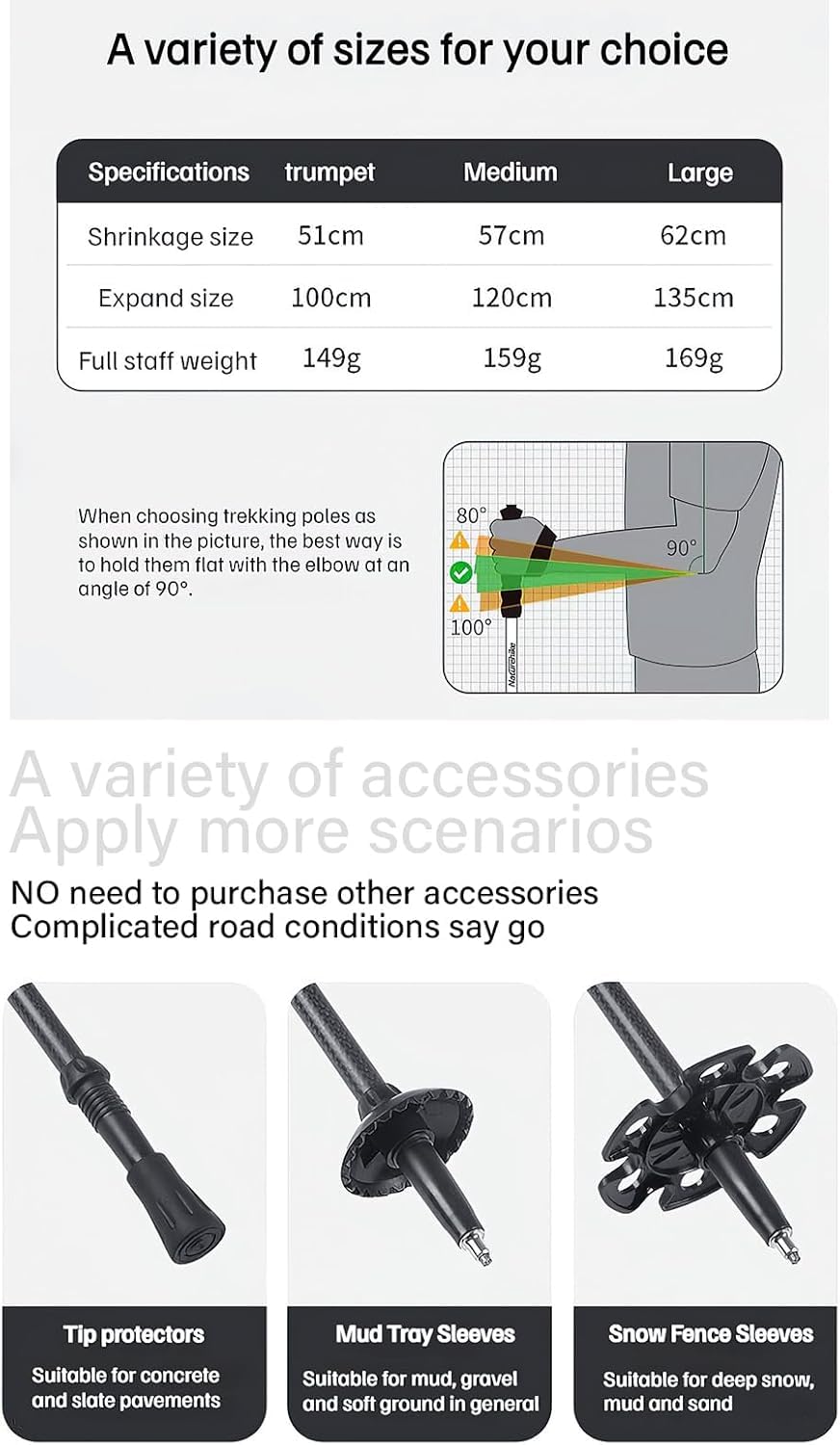 Windhike Naturehike 3K poles weigh 5.3 oz for easy carry.