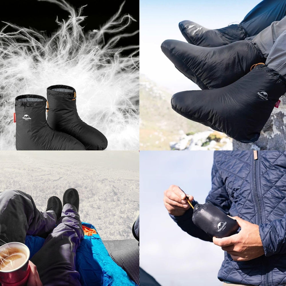 Windhike Naturehike booties with storage bag for travel.