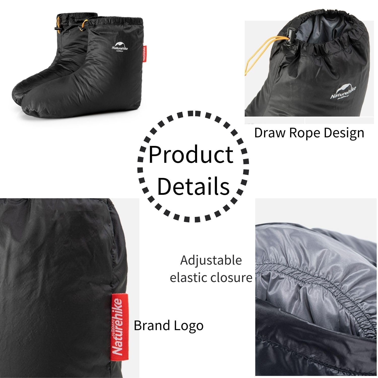 Windhike Naturehike booties water-resistant fabric for damp trips.