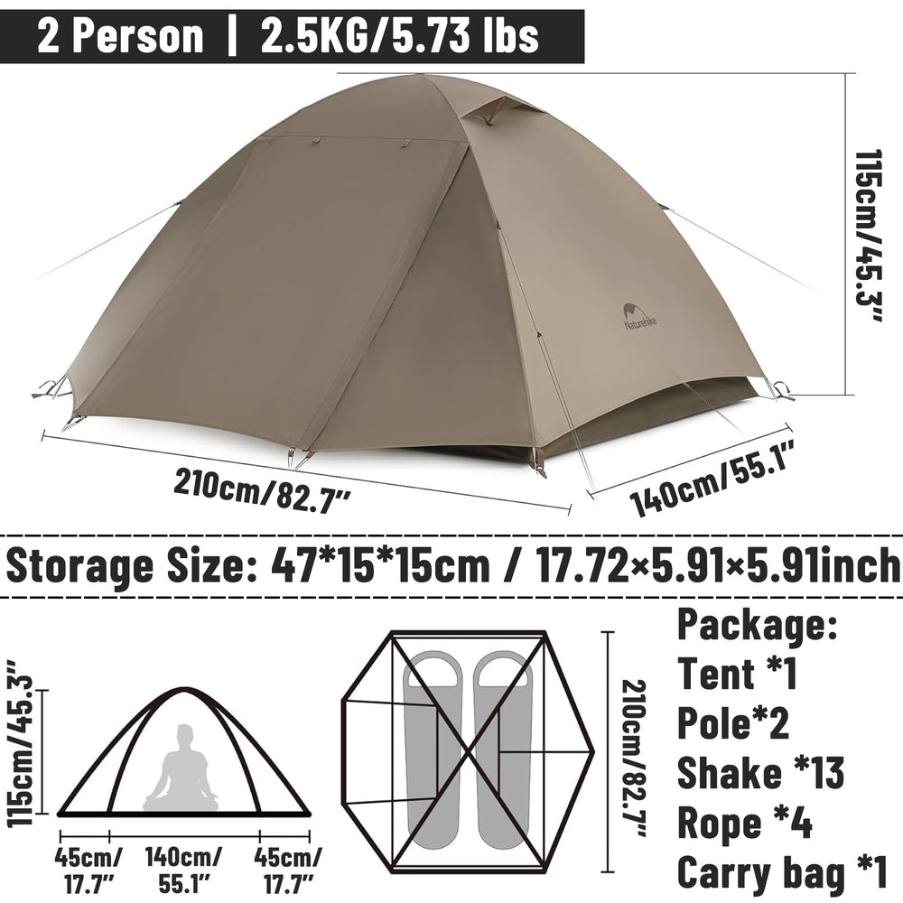 Windhike Naturehike Cloud River Tent side view highlighting compact 2-person space.