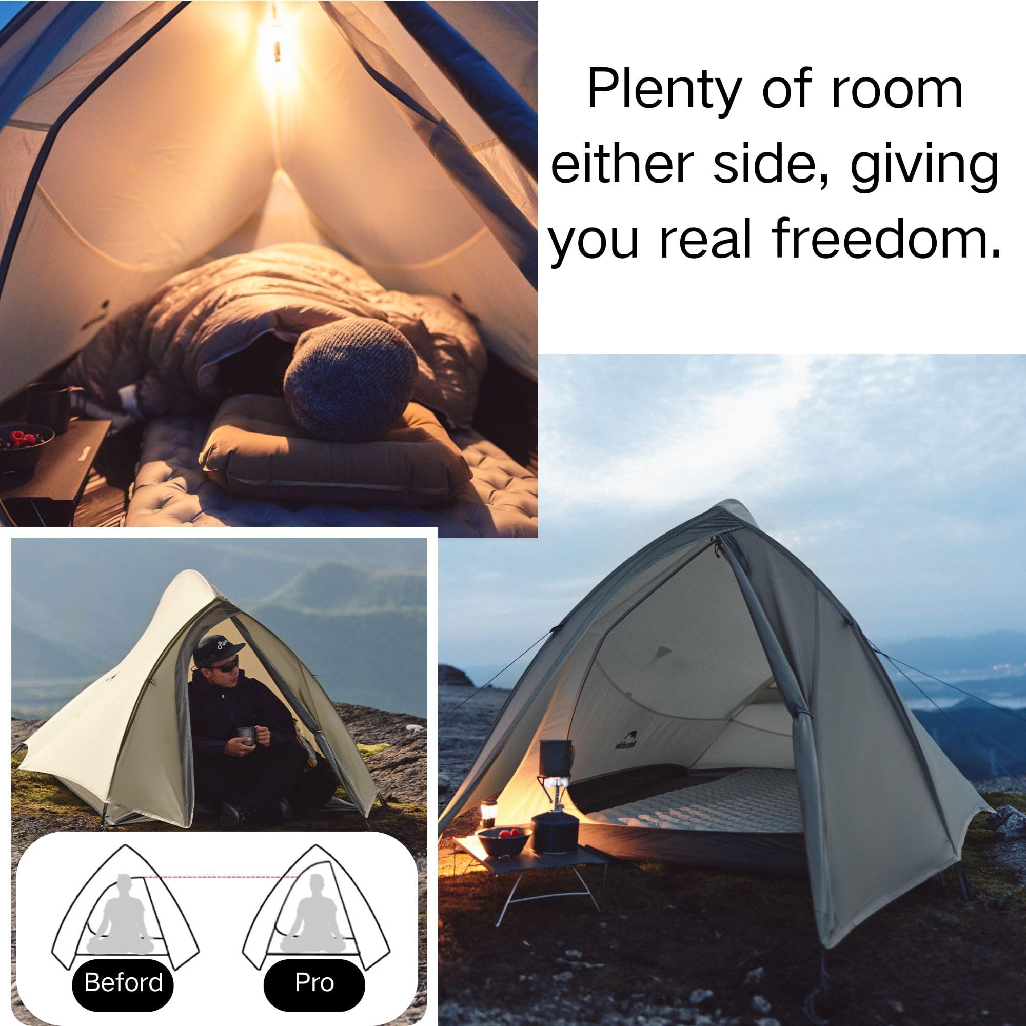 Windhike Naturehike Cloud Up Pro tent ventilation windows improve airflow and reduce interior moisture.