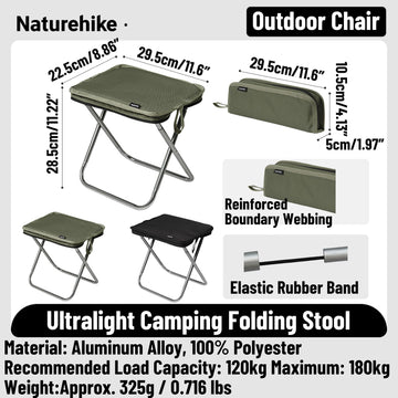 Windhike Naturehike compact stool demonstrates easy transport and quick setup.