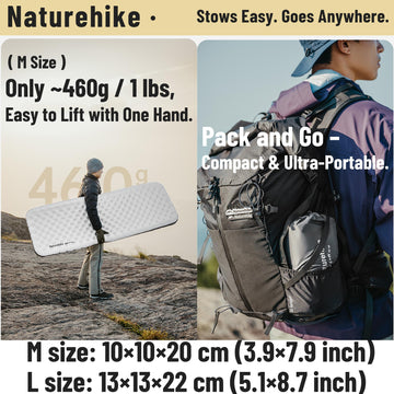 Windhike Naturehike sleeping pad 20D nylon TPU material, durable and water-repellent.
