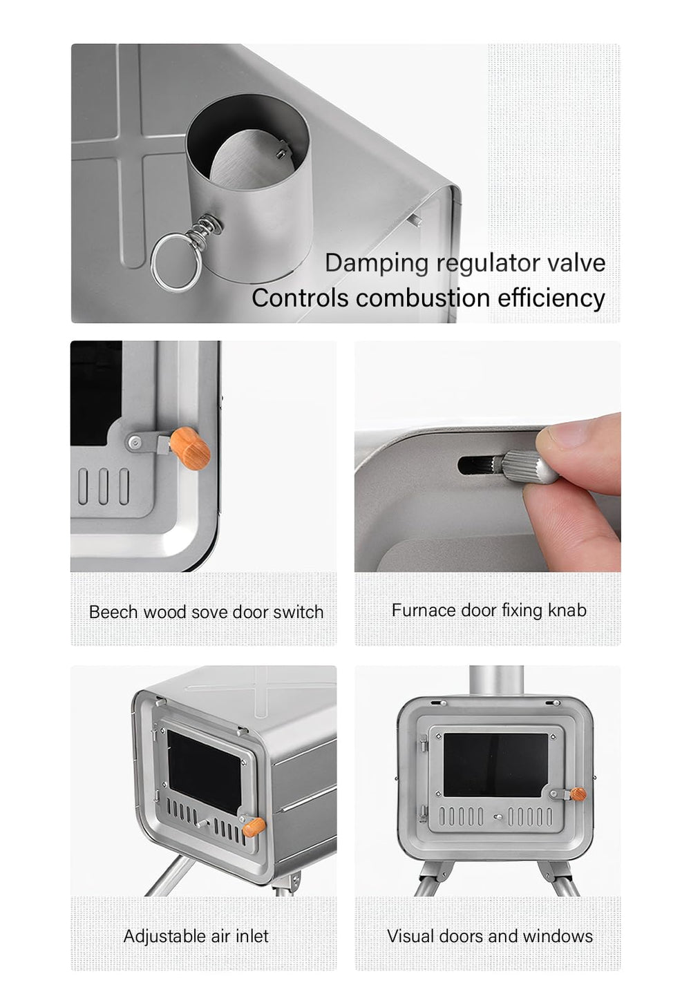 Windhike Naturehike Pure Titanium stove with adjustable airflow for precise heat.
