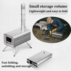 Windhike Naturehike Pure Titanium stove with chimney pipe showing complete setup.