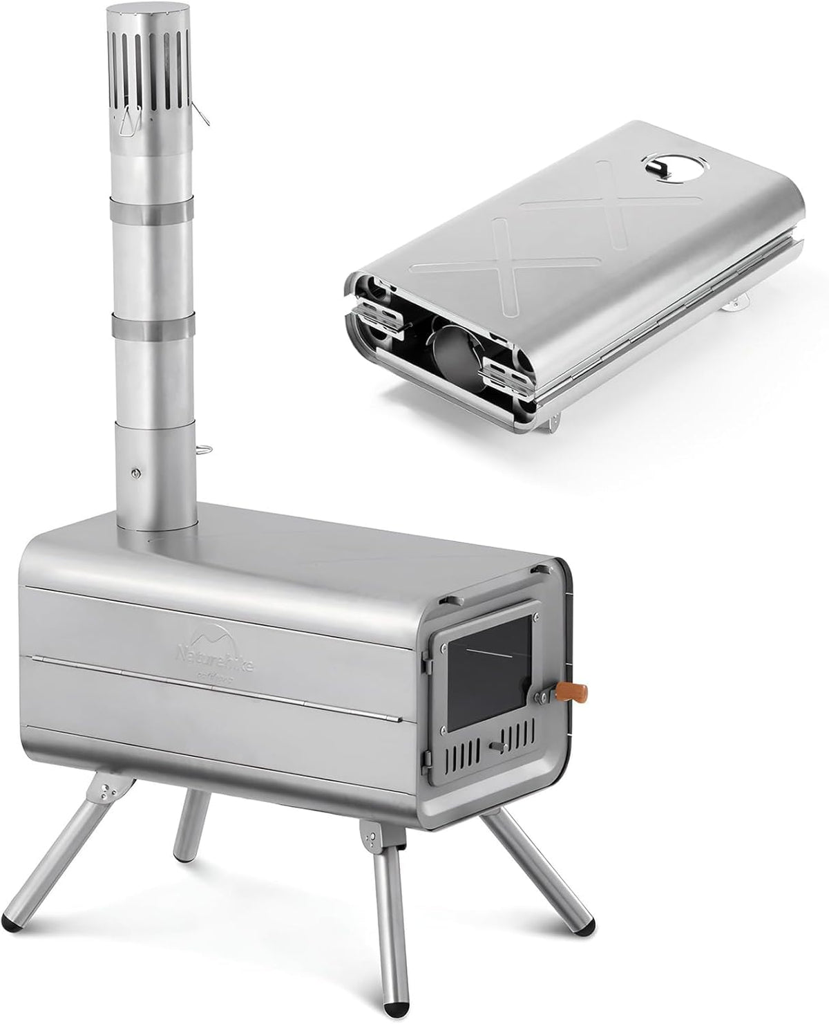 Windhike Naturehike Pure Titanium stove front view with visible flame for heat control.