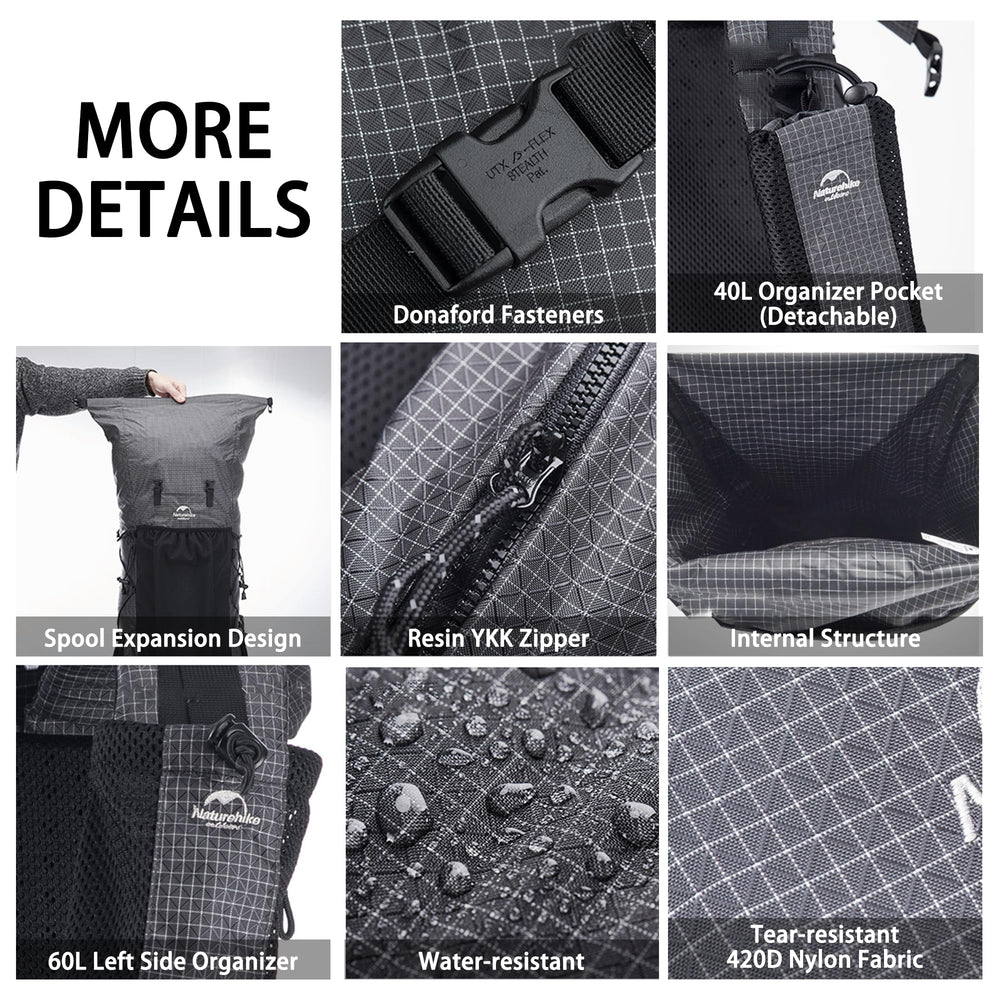 Windhike Naturehike Rock ergonomic EVA back panel, comfortable carry.