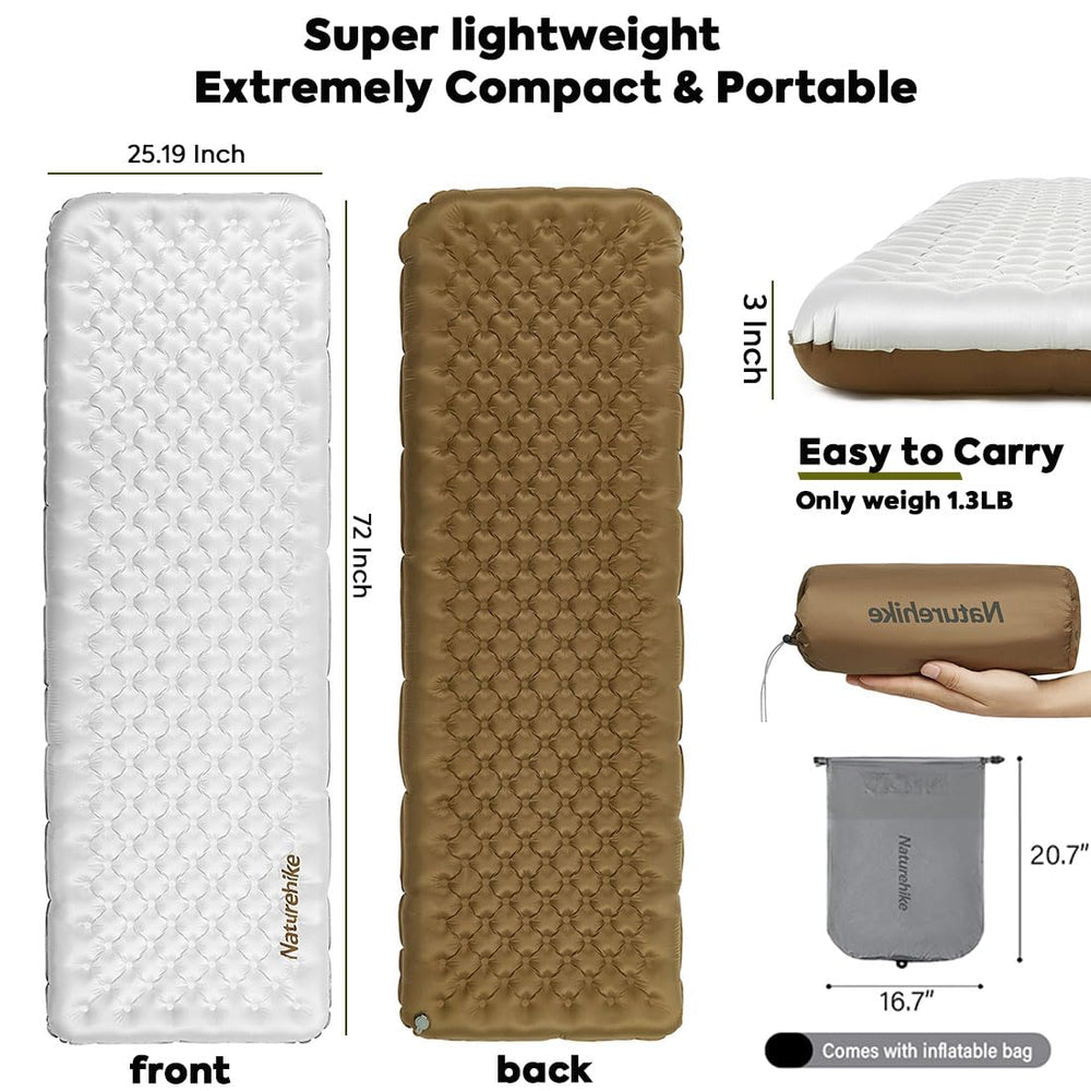 Inflated thickness reaches 3.54 inches for extra cushion on uneven ground.