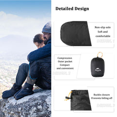 Windhike Naturehike booties with waterproof nylon shell keeping feet dry