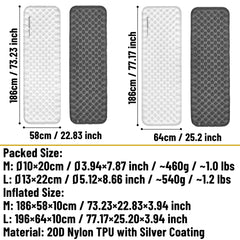 Windhike Naturehike ultralight sleeping pad side view shows three-dimensional structure for stability.