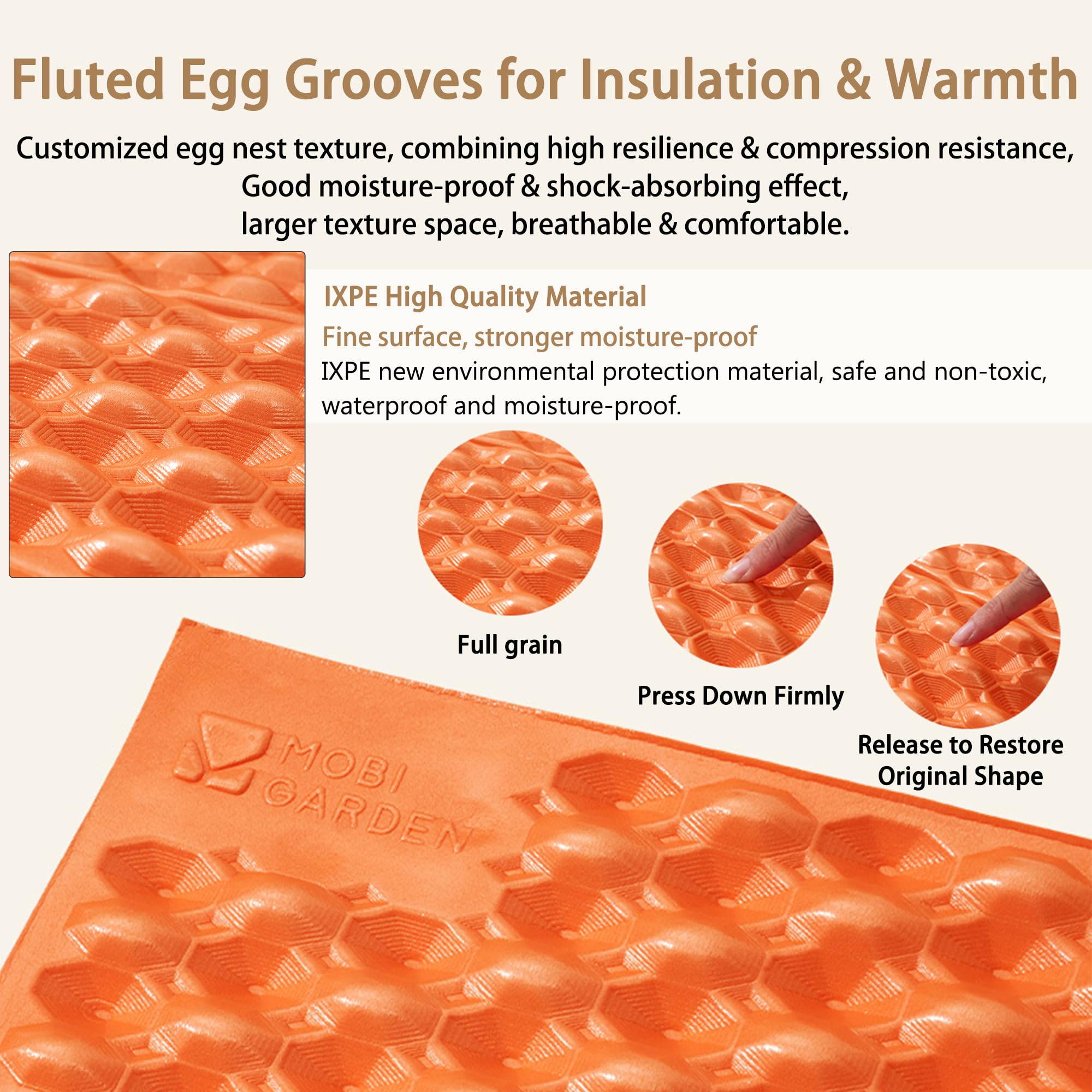 Windhike R2.6 orange folded-compact sleeping pad fits in pack