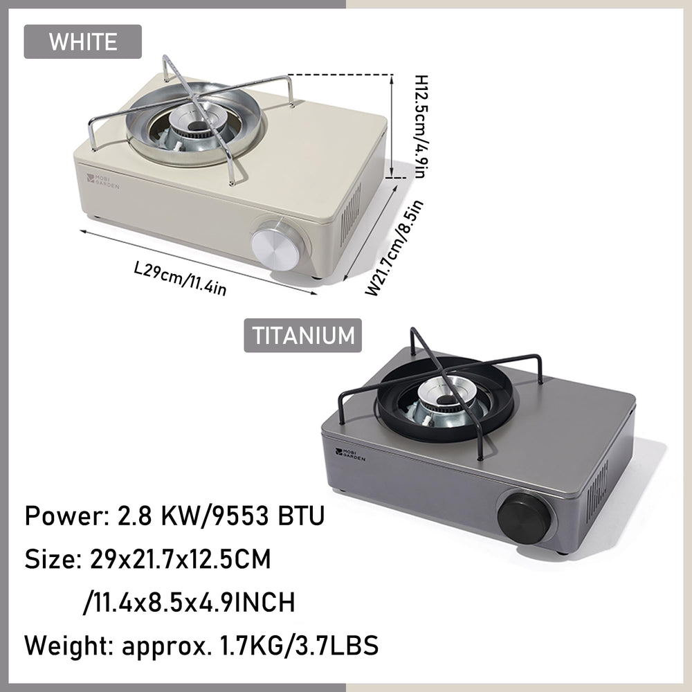 Windhike stove burner and knob show precise flame control for outdoor cooking.