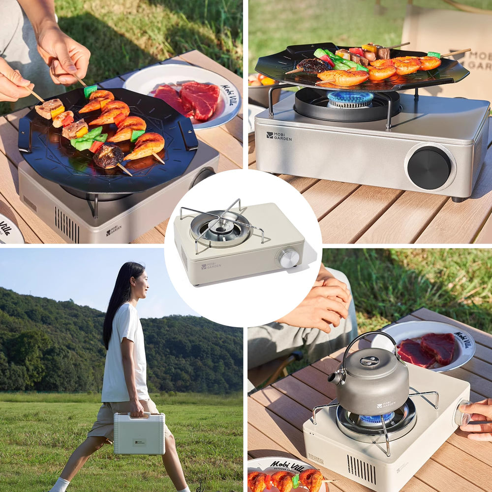 Windhike stove in use outdoors on a camping trip.