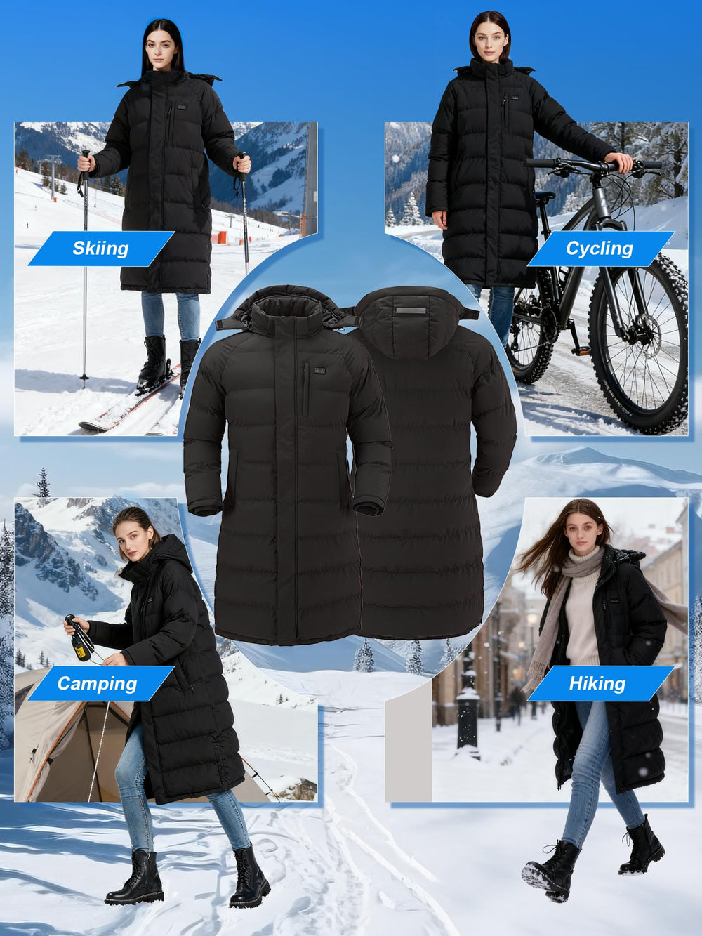 Windpost heated jacket worn during outdoor activities for reliable warmth.