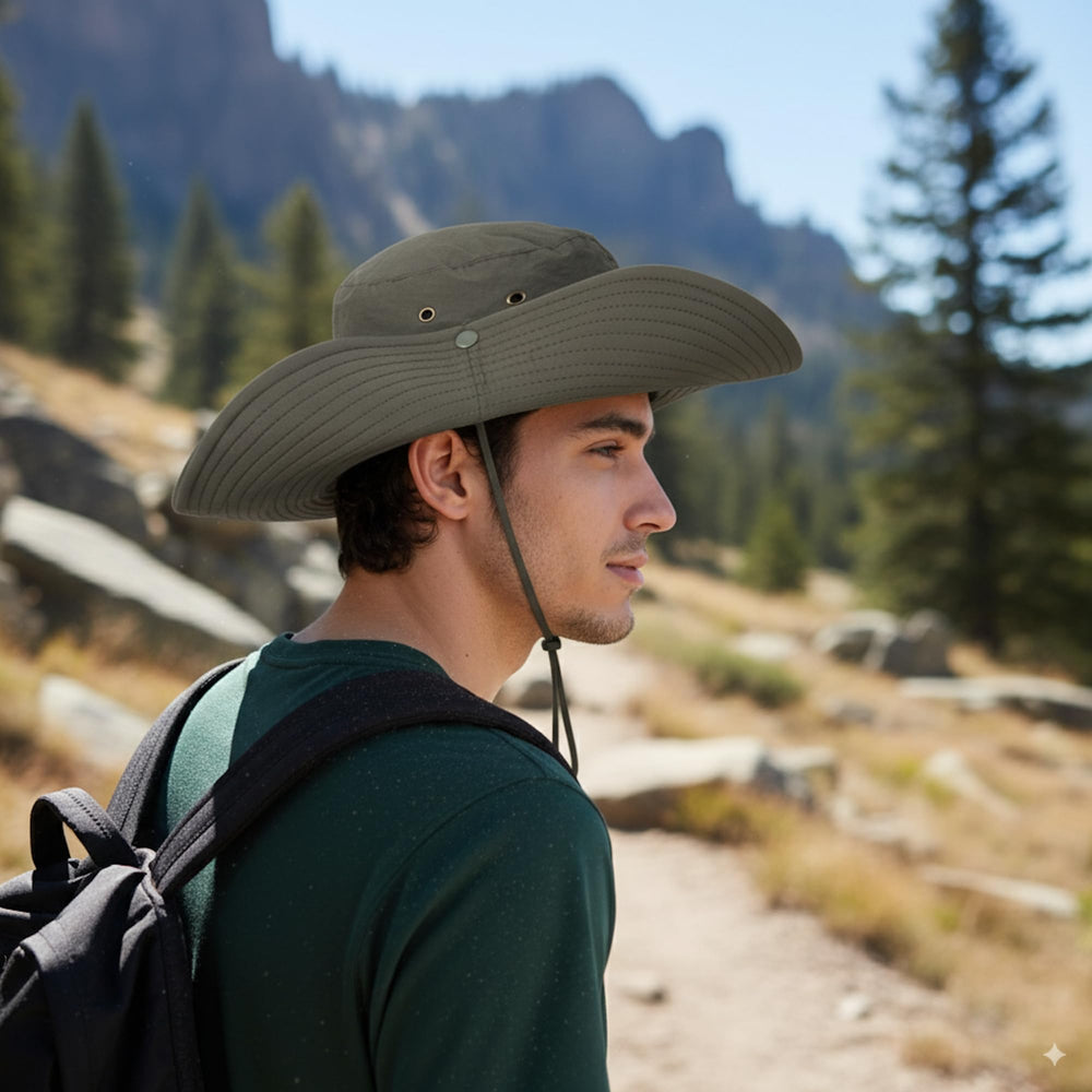 Hat with windproof chin strap for secure fit